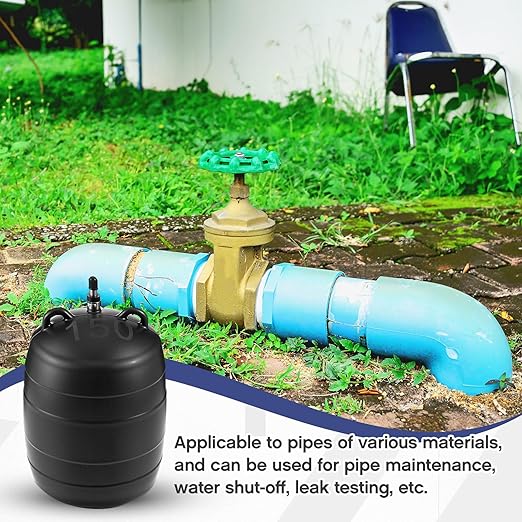 6 Inch Inflatable Pipe Plug Sewer Test Plug with 39.37 Extension Hose Rubber Plumbing Test Balloon for Sewage Pipeline Inspection