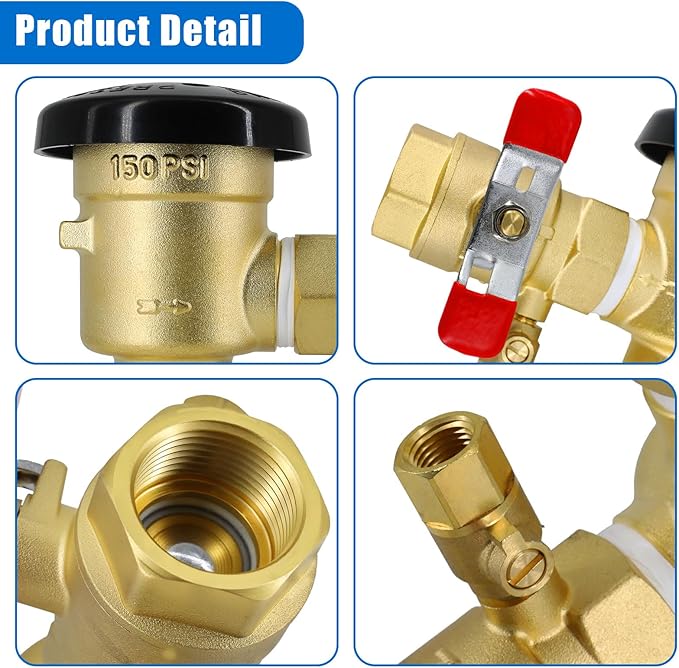 3/4" 720A Pressure Vacuum Breaker Assembly,Brass Irrigation Backflow Preventer Valve for Lawn Irrigation System, Garden Sprinkler, Outdoor Water Line, Anti-Siphon Protection MAX 400PSI