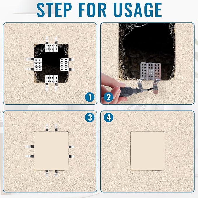 12 Pack 1/2" Drywall Repair Clips Patch Kits Including 12 Drywall Repair Clips and 24 Matching Screws for Wall Hole