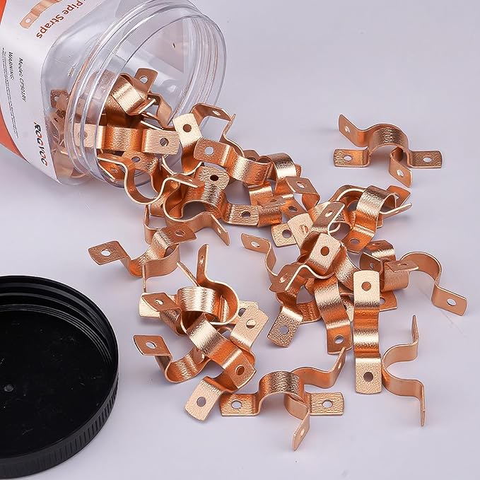 Plumbing Copper Pipe Straps, 30-Pcs 3/4 inch 2-Hole Pipe Clamp Mount Support