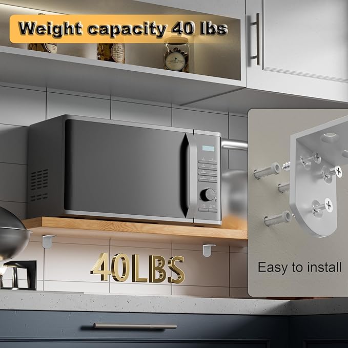 Alise 4Pcs Stainless Steel L Brackets for Shelves White, Small Floating Shelf Brackets, 90 Degree Right Angle Bracket, Heavy Duty Metal L Bracket Corner Brackets for Wood Furniture (1.97X1.97 in)