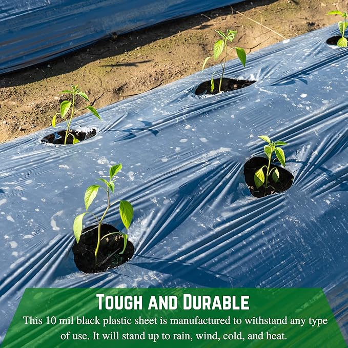 Farm Plastic Supply - Black Plastic Sheeting - 10 mil - (20' x 100') - Black Plastic Tarp, Polyethylene Vapor Barrier Plastic Sheeting, Painters Tarp, Roll of Heavy Duty Plastic