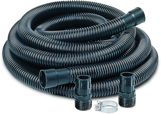 Little Giant SPDK Sump Pump Discharge Hose Kit, 1-1/4-inch Hose – 1-1/2 Inch and 1-1/4 Inch Adaptors, 24-Feet