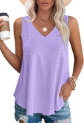 OFEEFAN Womens Tank Tops V Neck Sleeveless Flowy Loose Fit Basic Casual Summer Tops