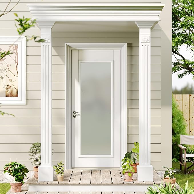 Entry Door Glass Inserts Replacement - 22" x 64" 1-Lite Frosted Tempered Glass Insert Kit with White Frame, for Exterior Front Door