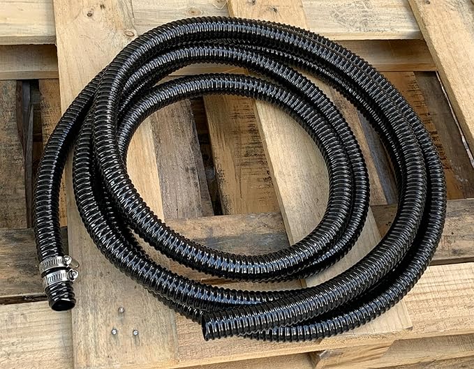 Pond Tubing 1 1/4"Id Black Plastic Corrugated Water Hose Strong Flexible Sump Pump Drain Hose Pipe 10Ft