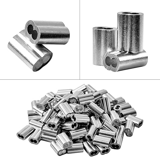 1/16" 200PCS Aluminum Crimping Loop Sleeve for Wire Rope, Cable Ferrule