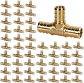 PEX Fittings 1/2 Inch, 50PCS Tee Lead-Free Brass Connectors for PEX B Pipe, NSF UPC Certified, ASTM F1807, Compatible with Crimp/Clamp Rings (Hot/Cold Water, Hydronic Heating)