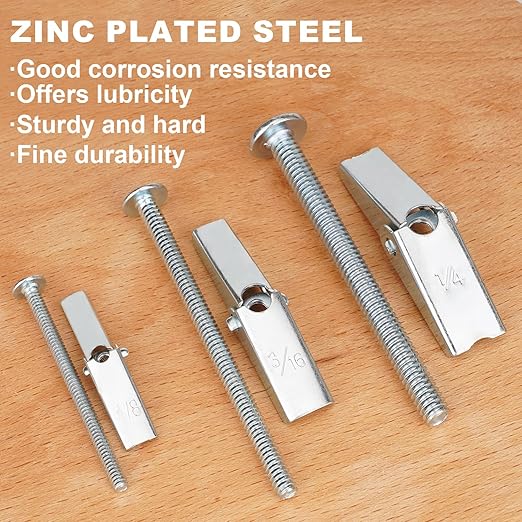 25 Pcs 3/16 Inch Heavy Duty Drywall Anchors and Screws,Toggle Bolts and Wing Nuts Set, Hollow Drywall Anchors Bolts Screws Assortment Kit for Hanging Lamps Heavy Items