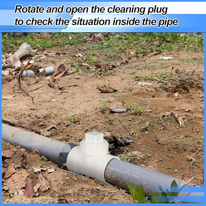 2" Hub x 2" Hub x 2" PVC Dwv Pipe Fitting Cleanout Tee with Plug Sewer Cleanout Adapter with NPT Female for Drainage Piping, Ventilation and Other System Drain