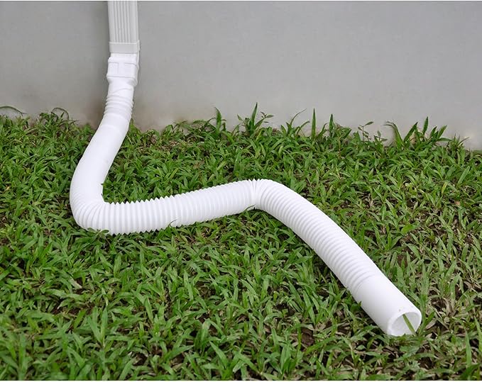 16.5ft Long Gutter Downspout Extensions, Downspout Extender Drainage Pipe for 2"×3" and 3"×4" Downspout, Outside Diameter 3.1 Inches, Pipe Stretched Length 16.5ft (White-1 pack)