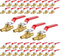 40-Pack Foskan 1/2 Inch PEX Crimp Full Port Ball Valve with Red Handle, Brass Quarter Turn Shut-off Valve for PEX Tubing