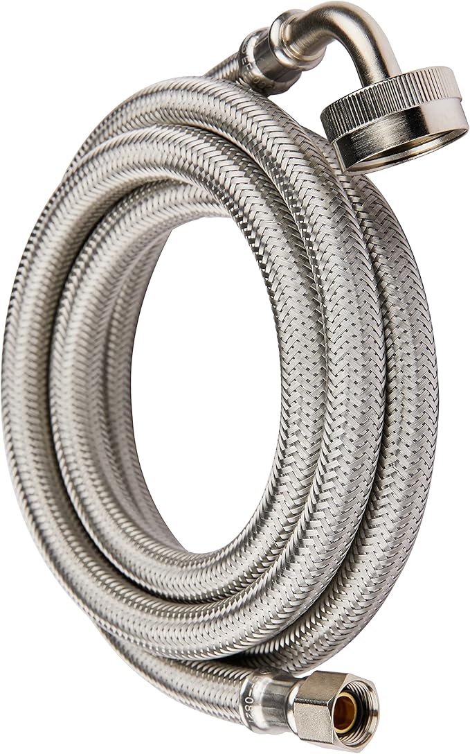 EFIELD 10 Feet Length Dishwasher Hose with 90 Degree FGH Elbow, Water Supply Line, Premium Braided Stainless Steel,(HOSE061)