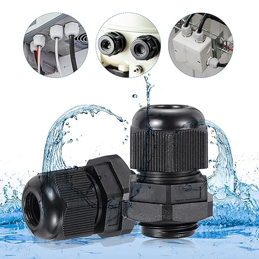 MECCANIXITY 4 Pcs M32 Cable Gland, 18-25mm Wire Hole Waterproof Nylon Joint for Cable Fixing, Wiring, Repairing, Gland Replacement, Electrical Appliances, Black