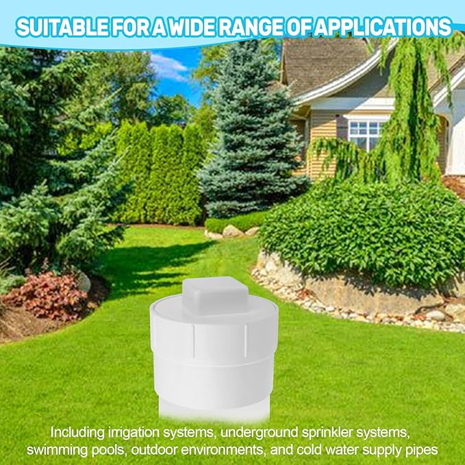 3" PVC Sewer Cleanout Adapter with Plug Pipe Fitting, PVC DWV Flush Sewer Cleaning Cap for Outdoor Garden and Garage Drainage Systems