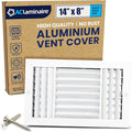 14x8 Inch (Duct Opening) Aluminum 3-Way Air Flow Vent – HVAC Vent Cover for Wall or Ceiling – Quiet HVAC Wall Register with Multi-Shutter Damper – Adjustable Curved Blade - Plastic Seal for Tight Fit