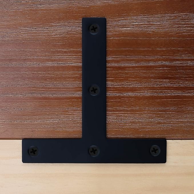 SAYAYO T Brace, 120x120mm (5" x 5") T Brackets Mending Plate Flat Repair Plates Joining Bracket Brace, Stainless Steel Matte Black, 6 Pcs