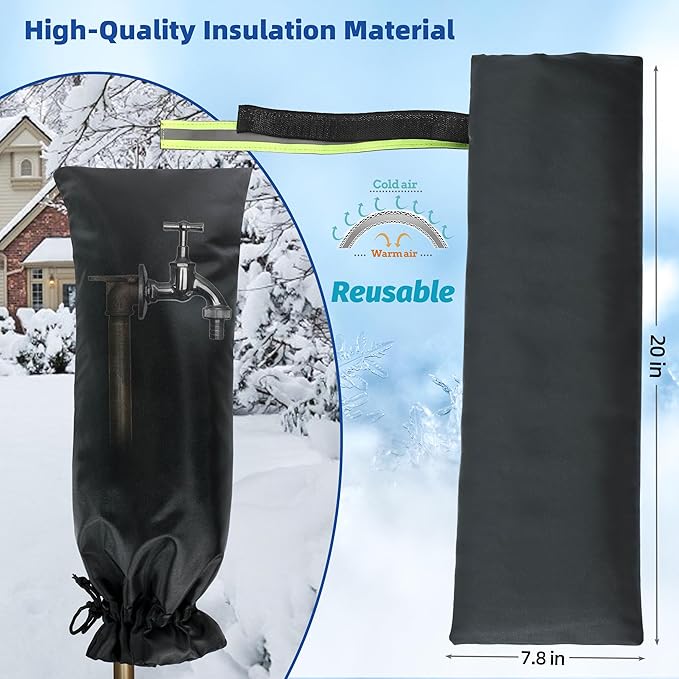 Outdoor Faucet Covers for Winter Freeze Protection 2 Pack Reusable Garden Faucet Cover Socks for Various Faucet Water Spigot Pipe Hose Bib,Waterproof Insulated Anti-Freeze Covers-XL