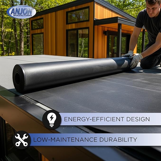 ANJON EPDM Roofing Rubber – 25 ft x 100 ft | 60-Mil Commercial Grade Roof Membrane for Flat Roofs, RVs & Waterproofing Projects