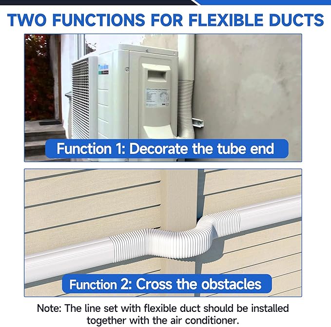 3'' 19 Ft Mini Split Line Cover Set, PVC & PP Ductless Pipe Cover Universal for Mini Split AC & Central AC, White