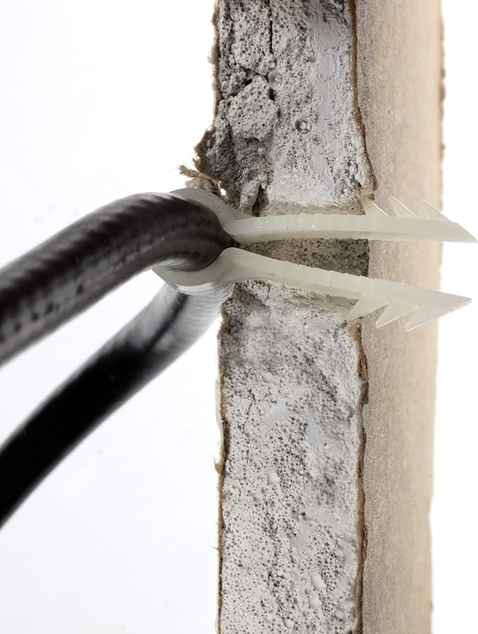 THE CIMPLE CO Stucco and Drywall Cable Clips for Coaxial and Similar Cables - Push-in Masonry Anchors - RG59, RG6, Ethernet, and Similar - Cable Clips, Pack of 50 - White