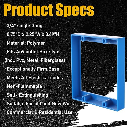 6Pcs Double Gang Outlet Box Extender Electrical Box Extenders with 24Pcs Screws, Receptacle Extenders 2 Gang Electrical Boxes for Electricals Boxes and Electricals Outlet Switches(Blue)(3/4in)