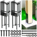 4"x4"(Actual 3.5"x3.5") Stainless Steels U-Shape Post Holder, Wet Concrete Post Anchor, Heavy-Duty Post Base Bracket for Fence, Deck Railing, Wood Gazebo, Pergola (2pack-Dark Gray)
