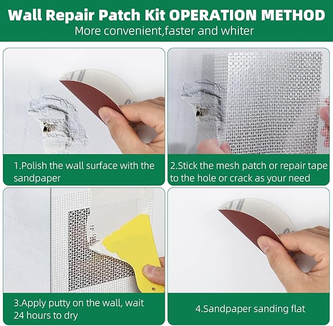 Premium Aluminum Wall Repair Patch Kit, 18 Pieces Self-Adhesive Mesh Repair Patches for Drywall, Multiple Sizes 8/6/4/2 Inch, Meet Your Needs for Repairing Damaged Walls or Ceilings