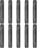 Pipe Decor 1/2" x 5" Malleable Cast Iron Pipe Nipple, Pre Cut Connectors, Industrial Steel Grey Fits Standard Half Inch Black Threaded Pipes Nipples and Fittings, Vintage DIY Furniture, 10 Pack