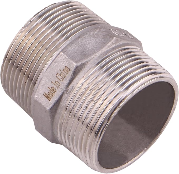 Hex Nipple 1 1/2 Inch Male NPT - DERPIPE Stainless Steel 304 Threaded Pipe Fitting for Brew Kit, Home Piping Application