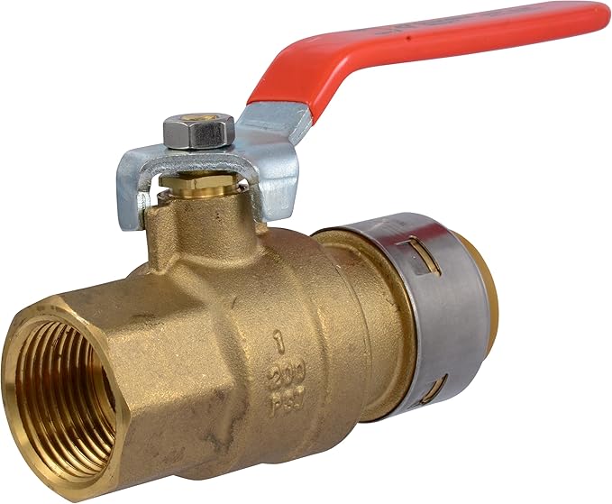 SharkBite Max 1 x 1 Inch Ball Valve with FNPT Connector, Push to Connect, PEX Pipe, Copper, CPVC, PE-RT, HDPE, UR22187