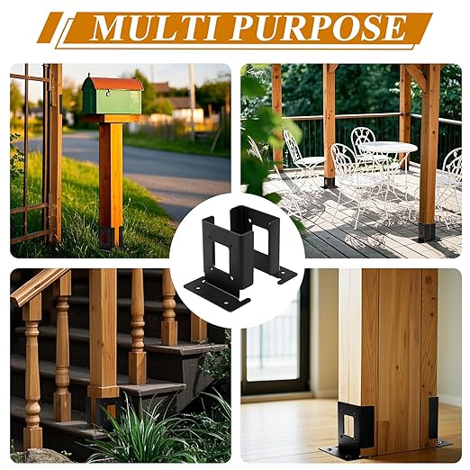 4Pcs Adjustable 4x4 Pergola Post Base for Wood Fence, 4x6 Post Anchor Base Brackets for Deck Railing Mailbox