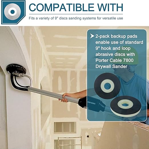 2-Pack 9" Backup Pads Works with a Variety of 9" Discs Sanding Systems, Compatible with Porter Cable 7800 Drywall Sander