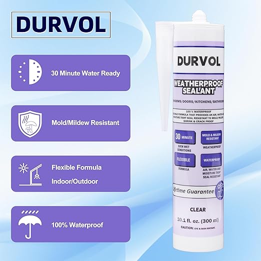 All-Weather Sealant Waterproof Caulking Seal 2-Pack Clear, Caulking Sealant for Kitchen, Bathroom, Marine, Door and More
