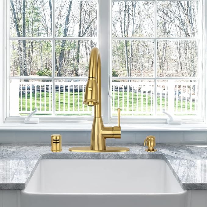 Akicon Brushed Gold Brass Finish Kitchen Dishwasher Air Gap Cap, Air Gap Cover for Replacement