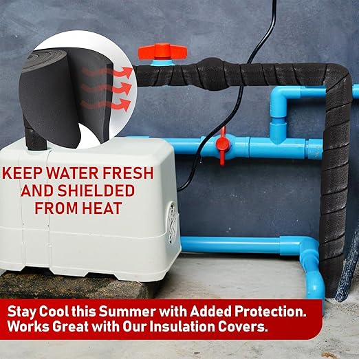 Redford Supply Co. 4 Pack - 2 inch x 14 ft, Pipe Insulation, Outdoor Pipe Insulation Wrap for Winter Freeze Protection, Water Line Freeze Protection Foam, Insulated Wrap for Copper Pipes, PVC, AC Line
