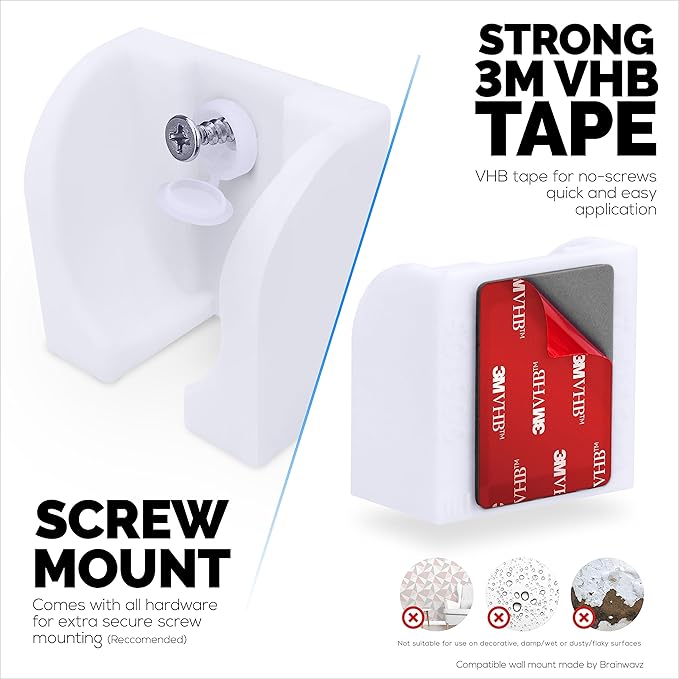 Wall Mount for Google Nest Wired 2nd Generation Security Camera - Adhesive & Screw-in, Easy Slot-in Design (White) by Brainwavz
