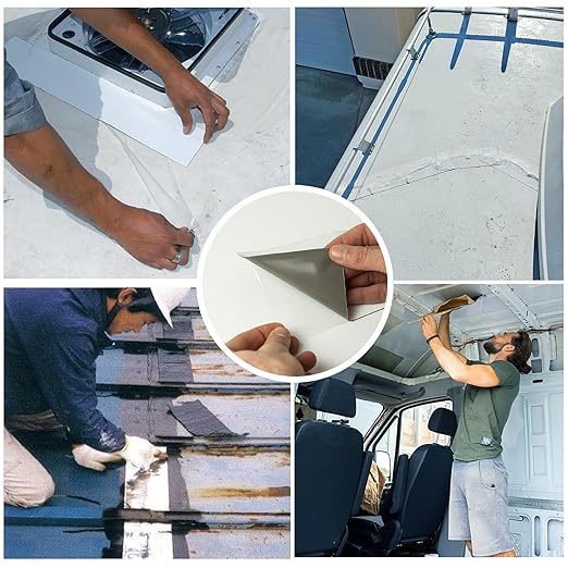 RV Sealant Tape, White, 2 Inch x 50 Feet, Roof Patch Repair Tape, Roofing Tape for RV, Waterproof Leak Tape for RV puncture, Boat Sealing, Awning, Canopy, Tents, Camper, Greenhouse and Tarpaulin