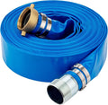 DAVCO 1.25" ID x 25 ft Pool Backwash Hose, Heavy Duty Reinforced Blue PVC Lay Flat Water Discharge Pump Hoses For Swimming Drain Pools and Clean Filters, with Brass NPT Pin Lug and KC Nipple Fittings