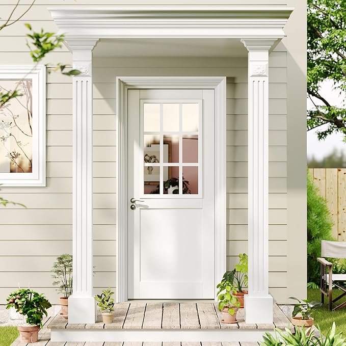 Entry Door Glass Inserts Replacement, 22" x 36", 9-Lite Clear Tempered Glass Insert Kit with White Frame, for Exterior Front Door.
