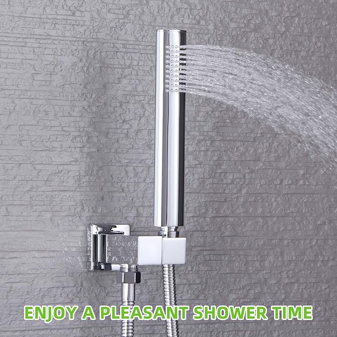 Angle Simple Wall Union with Shower Head Holder, Brass Swivel Shower Wand Bracket, Supply Elbow and Water Outlet, Male 1/2" IPS, Chrome