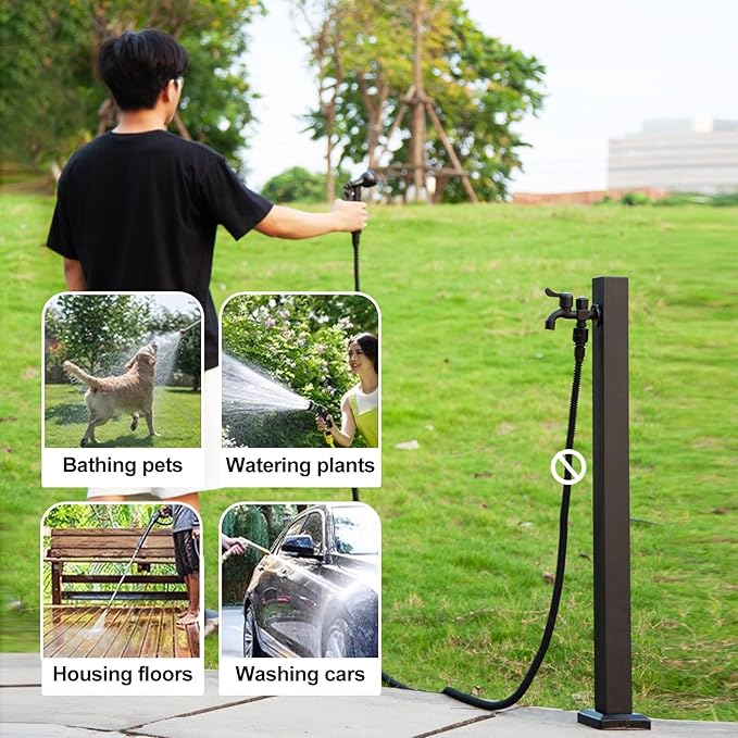 304 Stainless Steel Garden Water Column, Freeze Proof Outdoor Faucet, Yard Hydrant, Outdoor Water Spigot for Backyard, Farm, Lawn(A,60cm/24in)