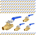 100-Pack Foskan 3/4 Inch PEX Crimp Full Port Ball Valve with Blue Handle, Brass Quarter Turn Shut-off Valve for PEX Tubing