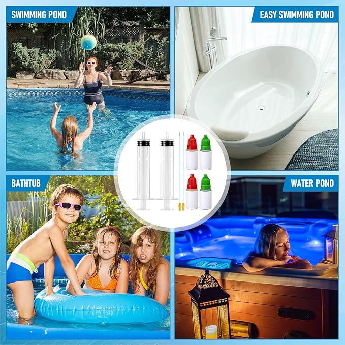 16 Pcs Pool Leak Detection Dye Kit Plastic Syringe with Soft Tubes Pool Leak Location Dye for All Pool, Spa, Hot Tub Types