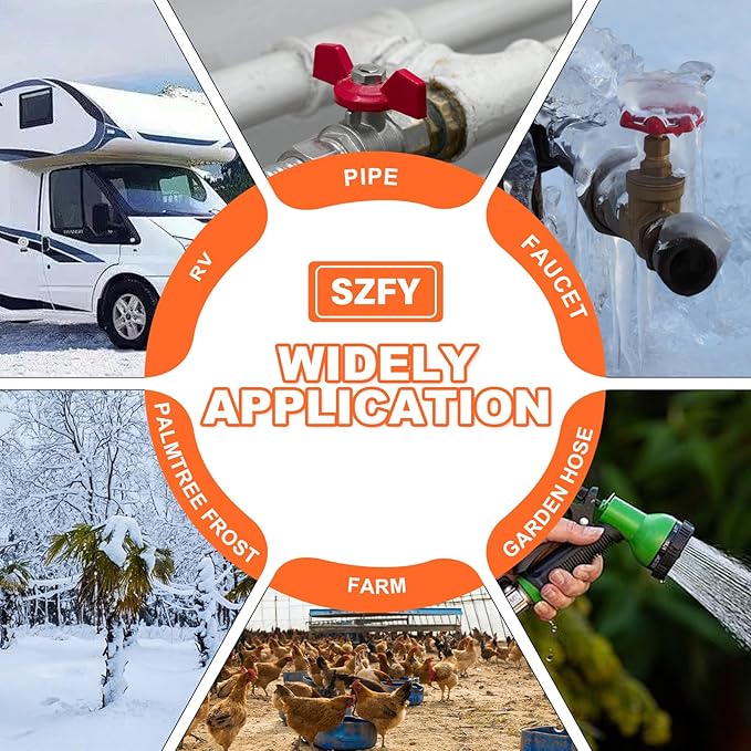 30FT Heat Tape for Water Pipes, -40°F Deicing Cable,Pipe Heating Cables for Roof,Gutter，Farm，Freeze Protetion Heat Trace Cable, Heated Water Hose,Plumbing Fixtures,120V 5W/FT