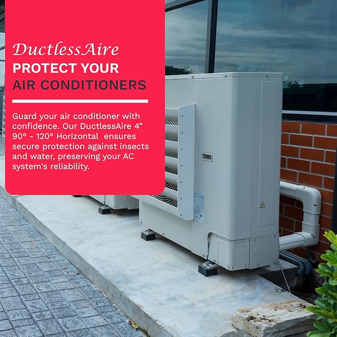 DuctlessAire Mini Split Line Set Cover - Lineset Covers for Mini Split Condenser, Central Air Systems, HVAC, Heat Pumps and More - Air Conditioner Unit Accessories (4" 90-120º Horizontal Elbow)