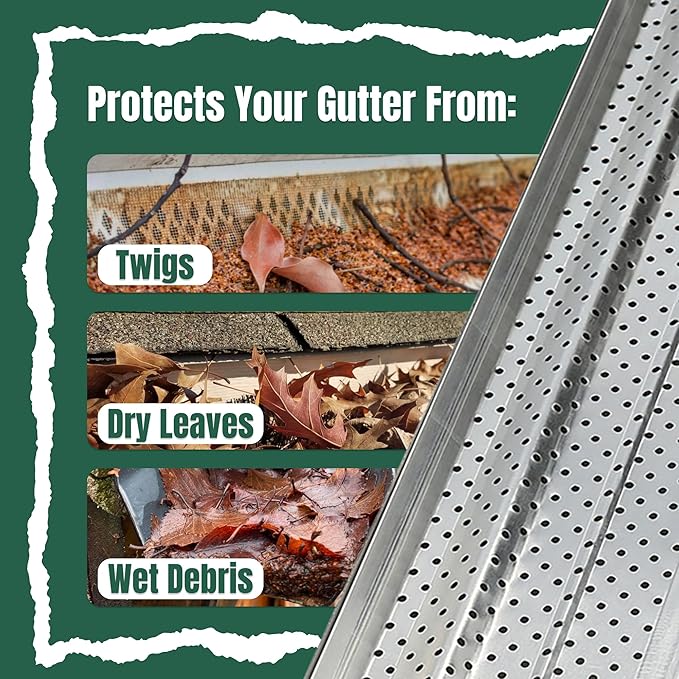 A-M Gutter Guard – Premium Heavy-Duty Aluminum Leaf & Debris Protection, Lifetime Quality (5 Inch - 11.5 Feet, Mill Finish) - DIY Easy - Made in The USA