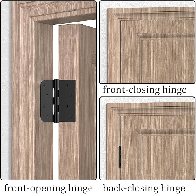 Hinge, 4pack Heavy Duty Stainless Steel Interior Door Hinges, 4 Inch Ball Bearing Door Hinges with Square & 5/8'' Round Radius Corner