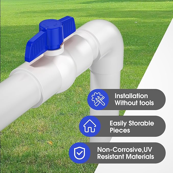 5PCS 1-1/2" PVC Ball Valve, SCH40 Slip PVC Water Pipe Valve with Easy Turn Blue T-Handle, Shut-Off Ball Valve Socket for Swimming Pool, Sprinkler Lines, Outdoor Plumbing & Irrigation System
