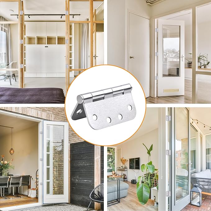 Satin Nickel Heavy Duty Hinge 4 X 4 Inch Commercial Door Hinges with 5/8" Radius Corners Interior and Exterior Hardware for Doors Hinge 3Pack